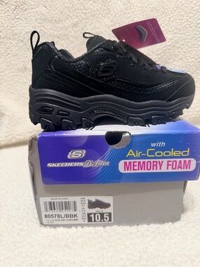 Skechers Kids Black D'Lites Chunky Lace-Up Sneaker